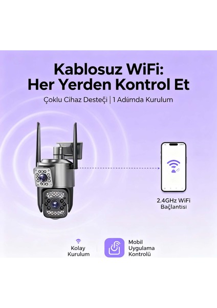 Wifi|gece Görüşlü LED Işıklı 360° Dönebilen Alarmlı Dış Ortam Kamerası - App ile Kontrol fiyatları
