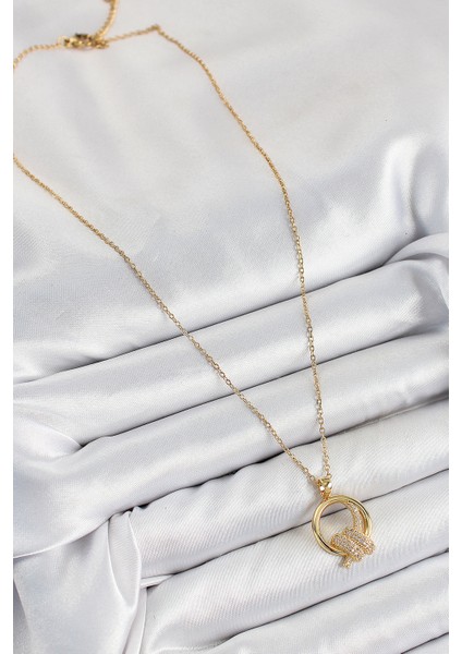 Tegan 316L Çelik Zirkon Taşlı Düğüm Model Gold Renk Kadın Kolye TG27BKO10349 fiyatları