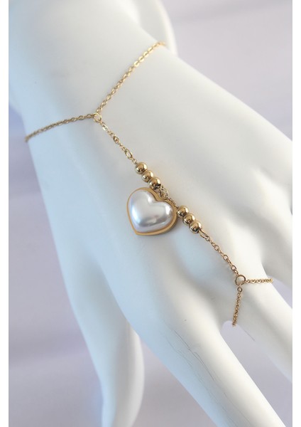 Tegan 316L Çelik Gold Renk Beyaz Bubble Kalp Tasarımlı Şahmeran TG27SN576
