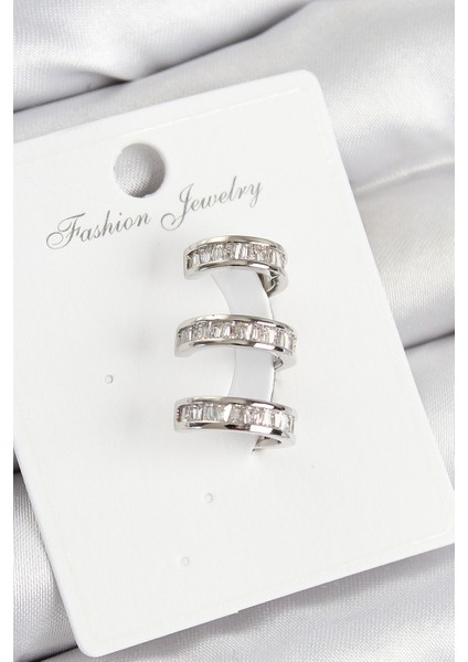 Tegan Pirinç Su Yolu Model Gümüş Renk Sağ Kıkırdak Küpe TG27BKP10986