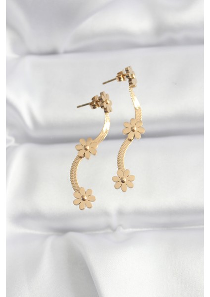 Tegan 316L Çelik Gold Renk Italyan Zincir Papatya Küpe TG27BKP8801 fiyatları