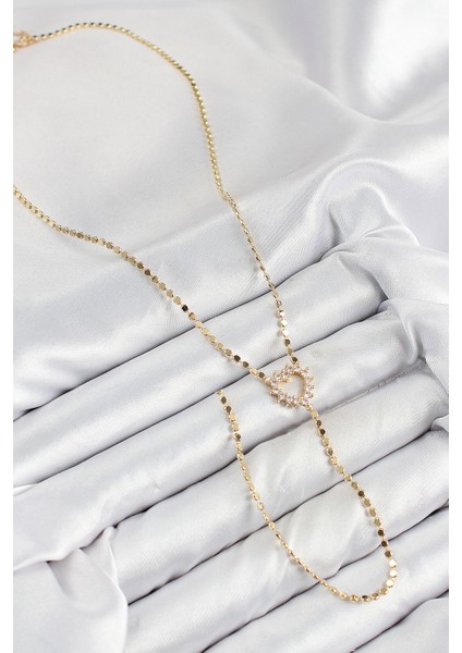 Tegan Pirinç Zirkon Taşlı Ezme Zincirli Kalp Model Gold Renk Y Kolye TG27BKO10461 fiyatları