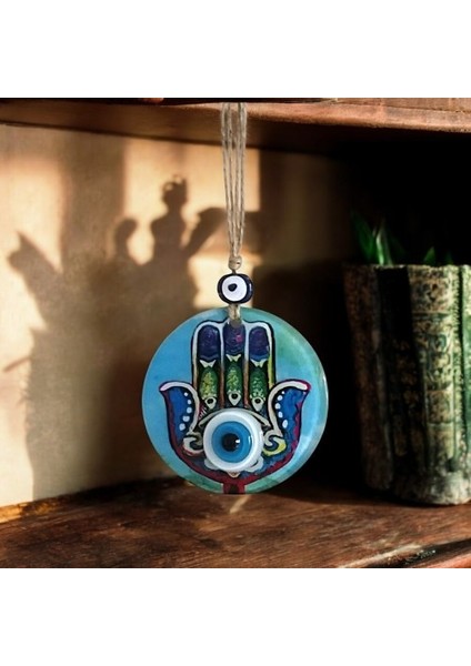 Fatma Ana Eli Desenli Nazar Boncuklu Duvar Süsü 10 cm Cam Duvar Dekoru fiyatları