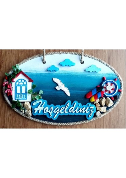 Sahil Kasabası Hoşgeldiniz Yazılı El Yapımı Kapı Süsü modelleri