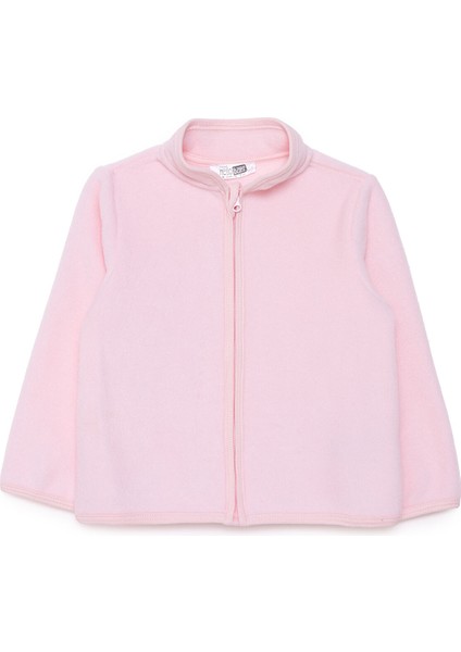 Kız Bebek Polar Hırka Fermuarlı Hakim Yaka Uzun Kol