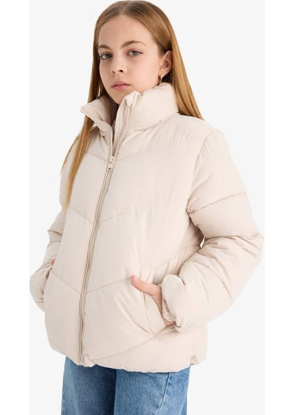 Kız Çocuk Su Geçirmez Polar Astarlı Fermuarlı Şişme Mont modelleri