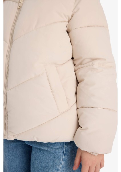 Kız Çocuk Su Geçirmez Polar Astarlı Fermuarlı Şişme Mont indirimleri