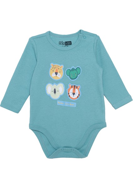 Erkek Bebek Uzun Kol Body Ribana Çıtçıtlı Yaka