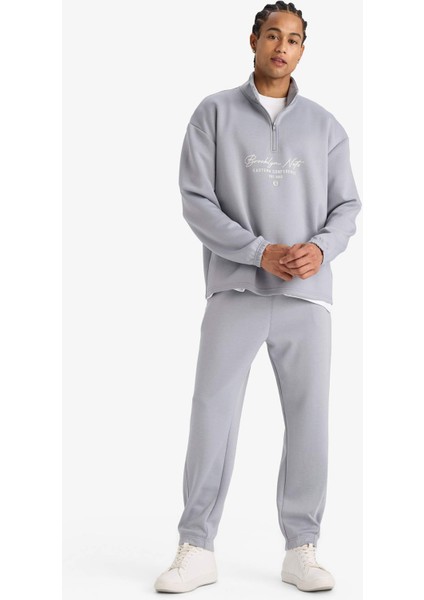 NBA Brooklyn Nets Boxy Fit Dik Yaka Fermuarlı Sırt Baskılı Skuba Dalgıç Kumaş Sweatshirt E8764AX25AU fiyatları