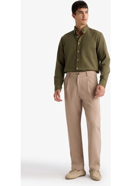 Regular Fit Polo Yaka Gabardin Uzun Kollu Gömlek F1261AX25AU fiyatları