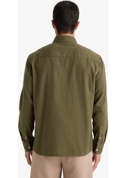 Regular Fit Polo Yaka Gabardin Uzun Kollu Gömlek F1261AX25AU