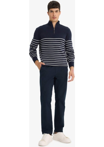 Standart Fit Yarım Fermuarlı Çizgili Triko Kazak F1522AX25AU fiyatları