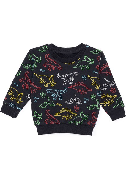 Erkek Bebek Basic Sweatshirt Şardonlu Bisiklet Yaka Uzun Kol