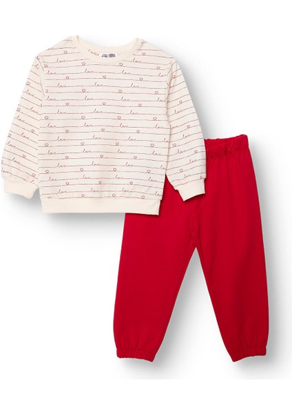 Kız Bebek Eşofman Takımı Bisiklet Yaka Uzun Kol Lastikli Paça
