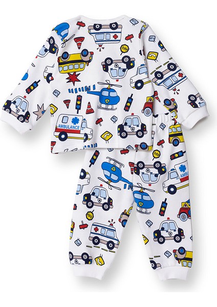 Erkek Bebek Pijama Takımı Çıtçıtlı Bisiklet Yaka Uzun Kol Reçme Paça fiyatları