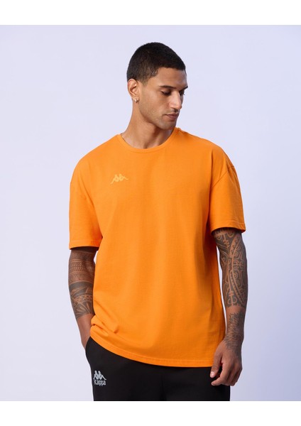 Logo Adam Erkek Koyu Turuncu Oversize Fit Tişört