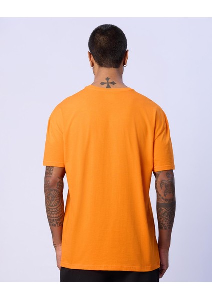 Logo Adam Erkek Koyu Turuncu Oversize Fit Tişört fırsatları