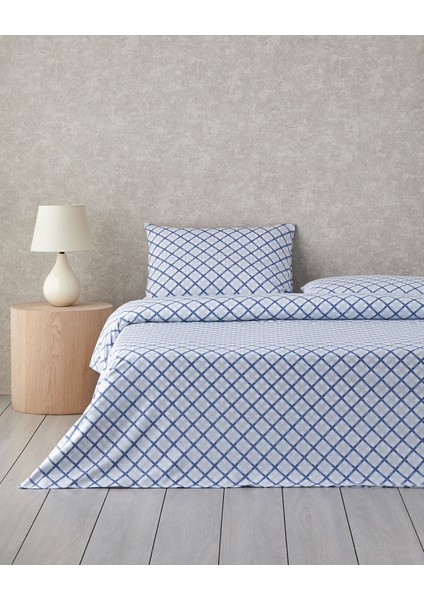 Natural Whirl Kolay Ütülenir Tek Kişilik Nevresim Takımı 160x220 cm Mavi - Bej