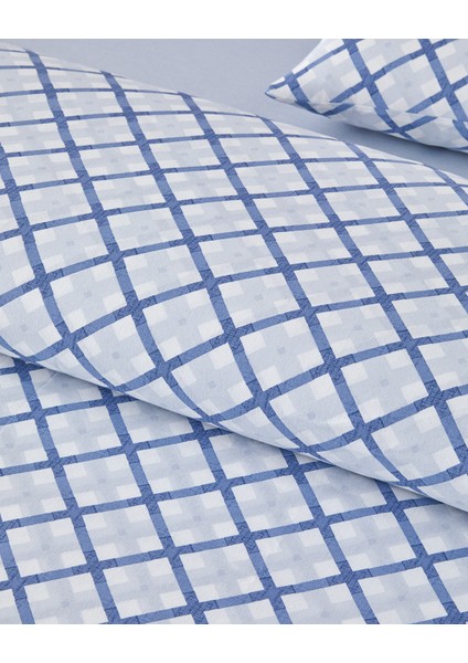 Natural Whirl Kolay Ütülenir Tek Kişilik Nevresim Takımı 160x220 cm Mavi - Bej
