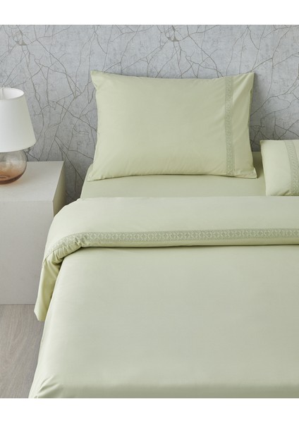 Lace Elegance Kopanakili Perkal Tek Kişilik Nevresim Takımı 160x220 cm Yeşil