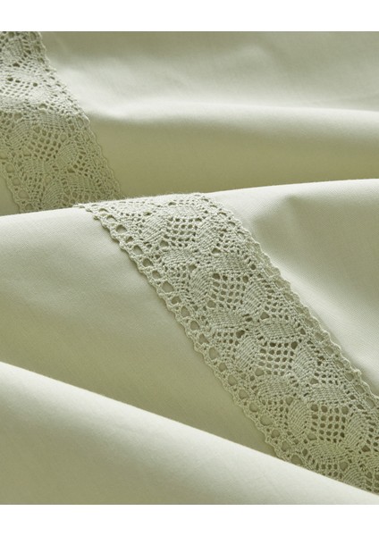 Lace Elegance Kopanakili Perkal Tek Kişilik Nevresim Takımı 160x220 cm Yeşil