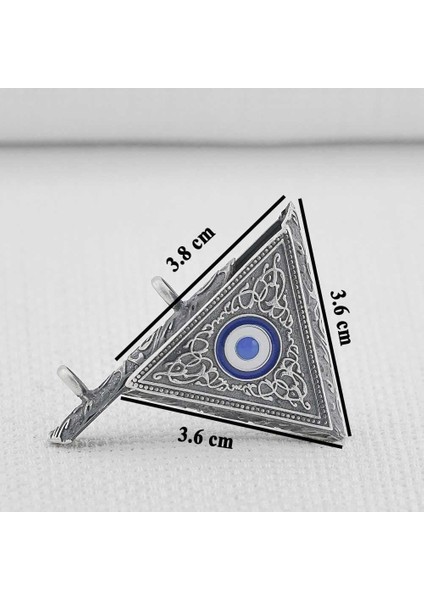 Nazar Boncugu Tasarımlı Üçgen Muska Kebir Dualı Cevşen 925 Ayar Gümüş Erkek Kolye Ucu