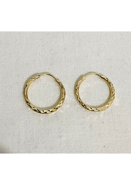 Desenli Halka Altın Küpe