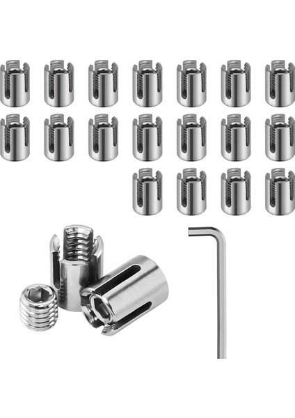 20 Adet Çapraz Kablo Kelepçeleri, 1/8 Inç Tel Halat Veya Çubuk Bağlantı Parçaları Için Paslanmaz Çelik Çapraz Kelepçeler, Sondaj Gerekli Klipsler Yok (Yurt Dışından)