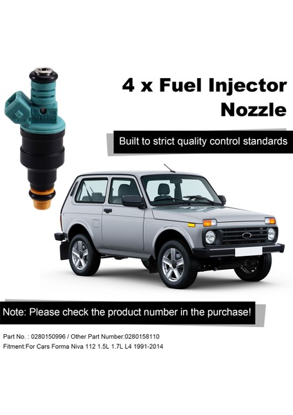 4pcs 0280150996 Lada Samara Forma Nıva Için Yakıt Enjektör Nozul 112 1.5l 1.7l L4 1991-2014 0280158110 (Yurt Dışından) indirimleri