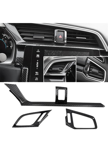 3pcs Karbon Fiber Araba Kontrol Paneli Ac Honda Civic Sedan Için Hava Havalandırma Outlet Kapak Trim Çerçeve 2016 2017 2018 2019 2020 2021 (Yurt Dışından) fiyatları