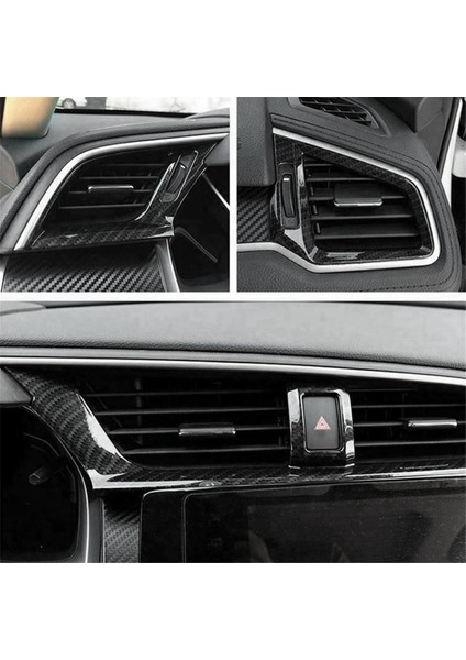 3pcs Karbon Fiber Araba Kontrol Paneli Ac Honda Civic Sedan Için Hava Havalandırma Outlet Kapak Trim Çerçeve 2016 2017 2018 2019 2020 2021 (Yurt Dışından) indirimleri