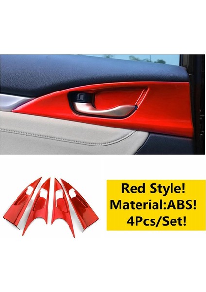 Honda Civic 10TH 2016-2021 Sedan Için Kırmızı Iç Kapı Kolu Kase Paneli Kapak Döşeme (Yurt Dışından) fiyatları