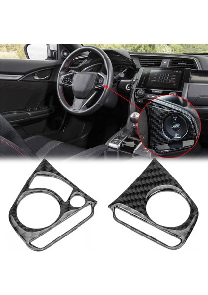 2pcs Karbon Fiber Iç Direksiyon Simidi Anahtarı Kapak Kapağı Honda Civic 2016-21 Için (Yurt Dışından) fiyatları
