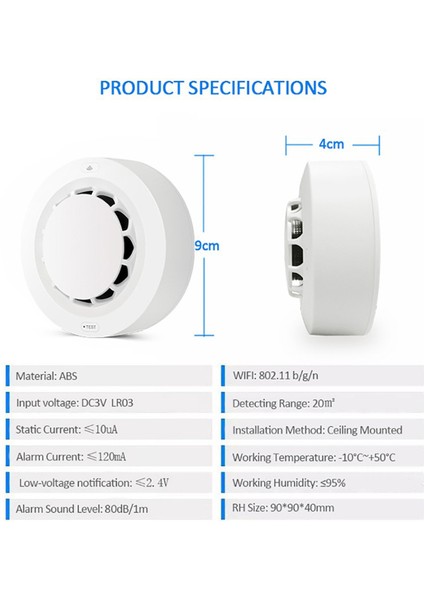Tuya Wifi Duman Alarmı Yangın Koruma Duman Dedektörü Duman Evi Yangın Alarmı Ev Güvenlik Sistemi Itfaiyecileri (Yurt Dışından)