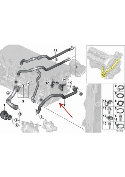 11537550062 Bmw Için Motor Bağlantı Hortumu X5 E70 Silindir Kafası Termostat Bağlantısı Esnek Hortum (Yurt Dışından) indirimleri