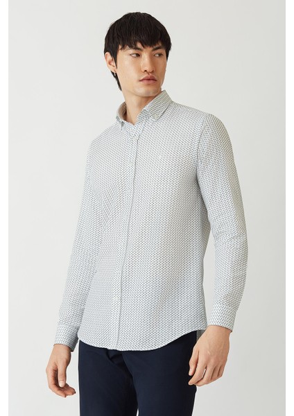 Regular Fit Yeşil Paşa Yaka Spor Erkek Gömlek GM22Y221159_E47