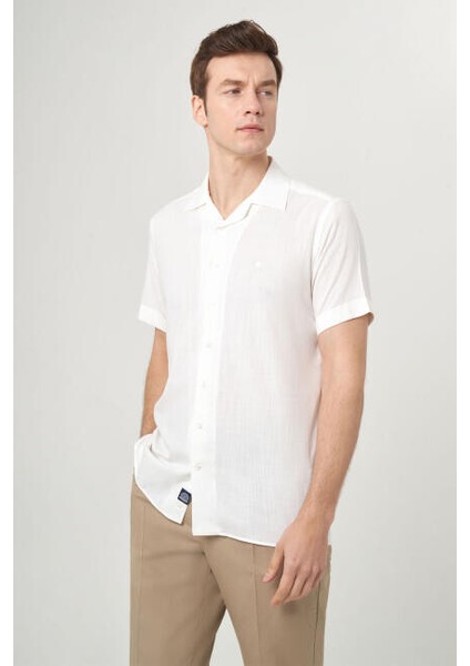 Regular Fit Ekru Renk Kısa Kollu Erkek Gömlek GM22Y221158_D03 modelleri