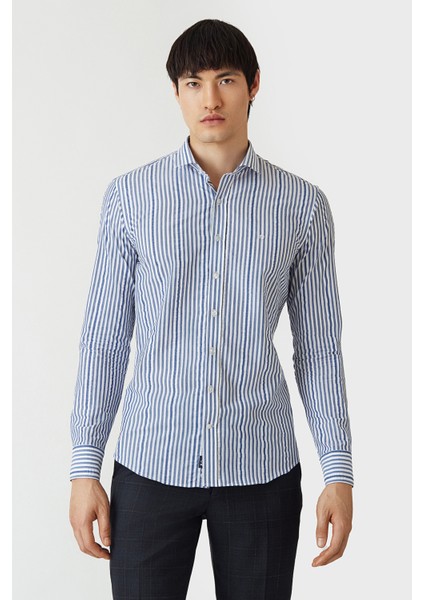 Slim Fit Lacivert Basic Spor Erkek Gömlek GM22Y221162_C39 indirimleri