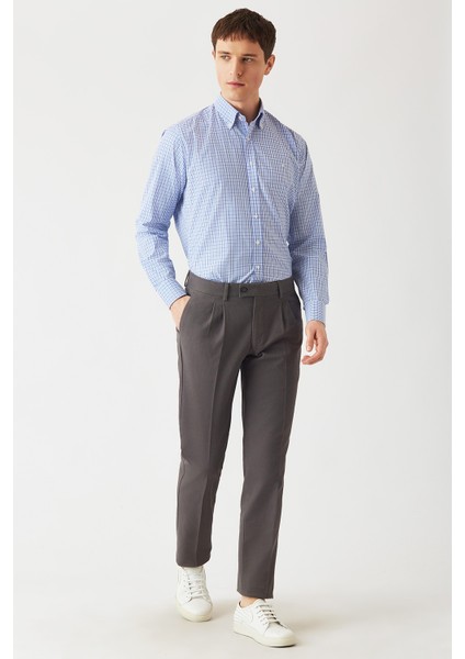 Regular Fit Mavi Uzun Kollu Spor Erkek Gömlek GM22Y221109_E35 fırsatları