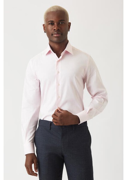 Modern Fit Pembe Klasik C Yaka Erkek Gömlek GM22Y221141_D29