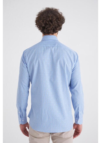 Regular Fit Mavi Uzun Kol Uzun Kollu Spor Erkek Gömlek GM22Y221100_E35 fiyatları