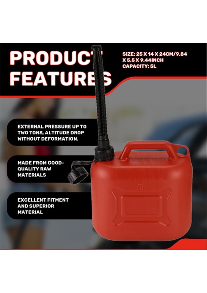 5l Araç Yakıt Deposu Plastik Petrol Gaz Konteyneri Araba Seyahati Için Boru ile Anti-Statik Yakıt Taşıyıcısı Yedek (Yurt Dışından) indirimleri