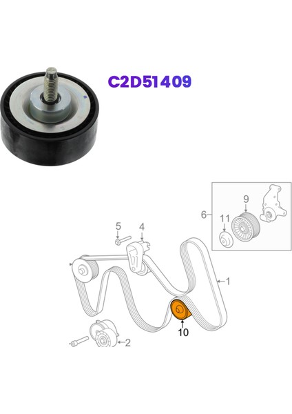 Araba Germe Kemeri Boşta Silindir Kasnakları C2D51409 Jaguar Xe Xf F Pace 2.0 Petrol Modelleri 2009-2015 Avukat Kasnakları (Yurt Dışından) fiyatları