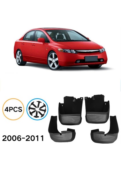 Honda Civic Için Araba Çamur Fleps 2006-2011 Çamurlu Çamurlar Sıçrama Muhafızları Çamurluk Çamurluk Ön ve Arka (Yurt Dışından) indirimleri