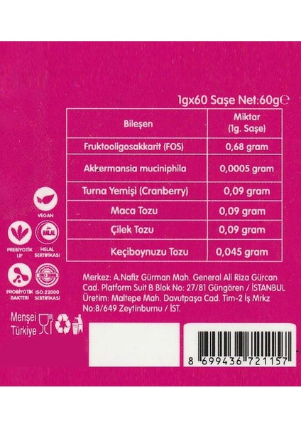 Macro-Biome Akkermansiam 1gr x 60 Saşe fiyatları