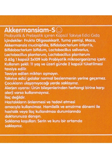 -S Akkermansia Muciniphila Içeren Takviye Edici Gıda 60 Kapsül modelleri