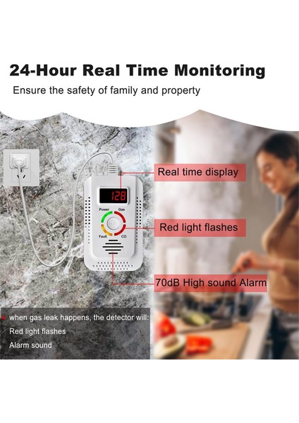 Doğal Gaz Detektörü ve Karbon Monoksit Co Detektörü, Co Için Yanıcı Gaz Dedektörü Monitörü, Mutfak-Ab Fişinde Metan (Yurt Dışından) fırsatları