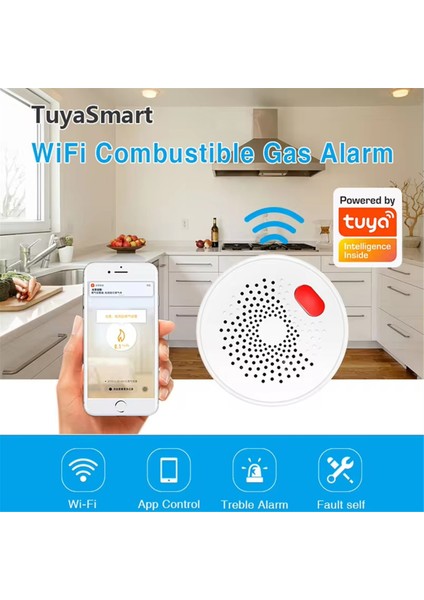 Tuya Wıfı Doğal Gaz Sensörü Yanıcı Ev Akıllı Lpg Gaz Alarm Dedektörü Sızıntı Sensörü Ab Fişi (Yurt Dışından) modelleri
