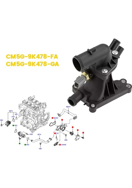 Motor Soğutucu Termostat Bağlantı Su Çıkışı CM5G-9K478-GA Ford B-Max Fıesta Mk7 1.0 2017-2023 CM5G-9K478-FA (Yurt Dışından) fiyatları