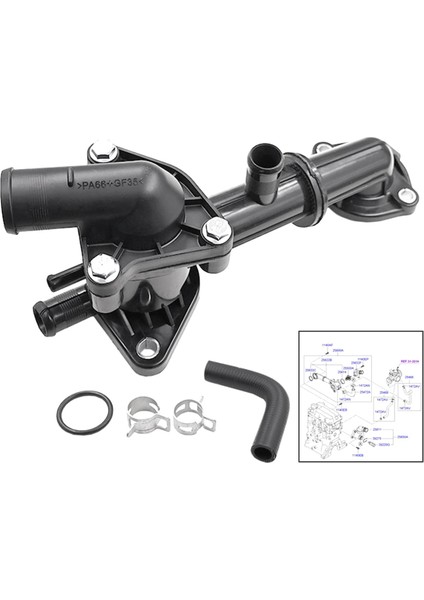 25600-05010 Motor Soğutucu Termostat Konut Boru Kiti Hyundai Eon 2012 2013 2014 2015-2019 25622-05000 25600-05000 (Yurt Dışından) fırsatları